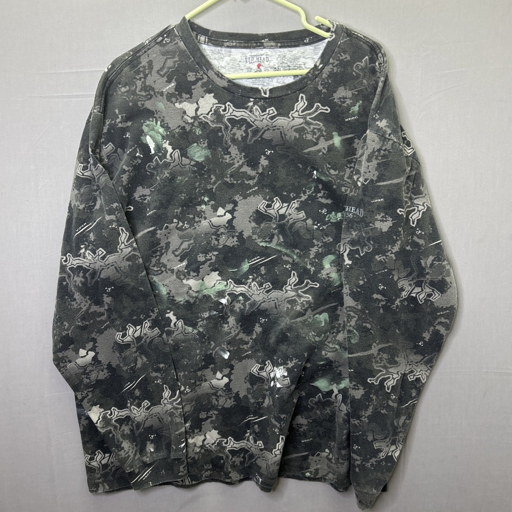 RedHead Viper Black Camo Long Sleeve Cotton Shirt Mens Size 2XL Hunting Outdoors